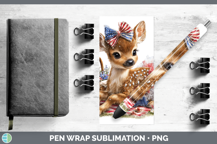 Woodland Fourth of July Elk Pen Wrap Sublimation Pen Designs