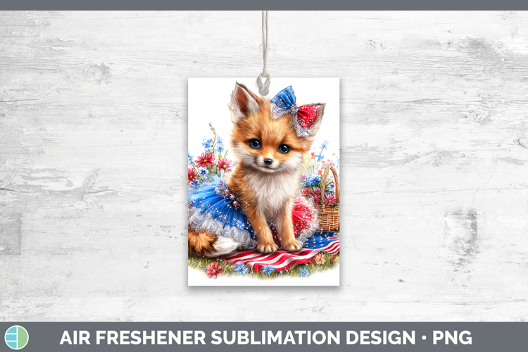 Woodland Fourth of July Fox Air Freshener Sublimation Car Fr