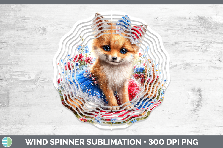 Woodland Fourth of July Fox Wind Spinner Sublimation Spinner