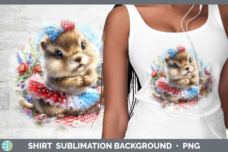 Woodland Fourth of July Groundhog Shirt Sublimation Backgrou