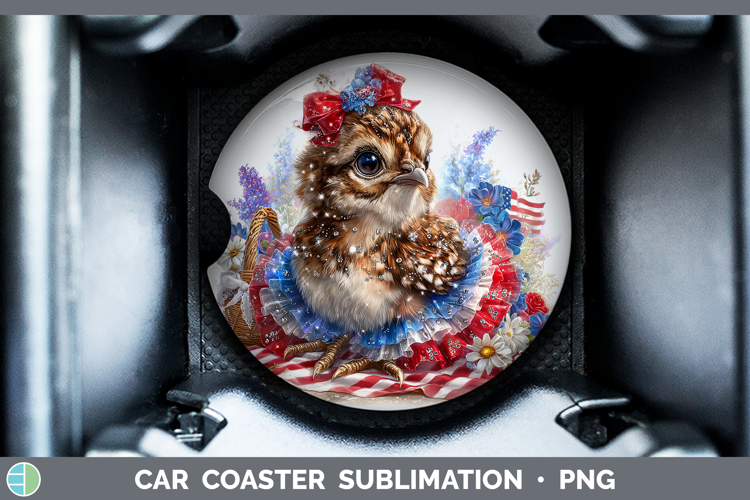 Woodland Fourth of July Grouse Car Coaster Sublimation Desi