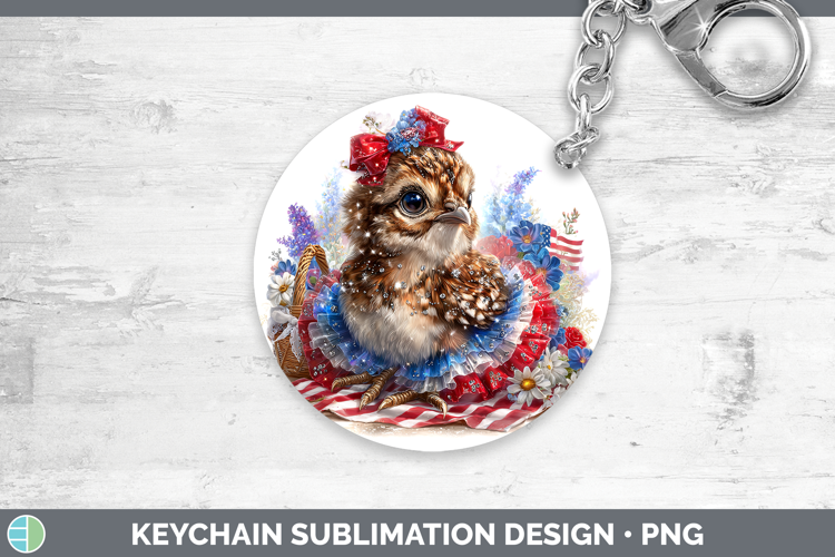 Woodland Fourth of July Grouse Keychain Sublimation Keyring