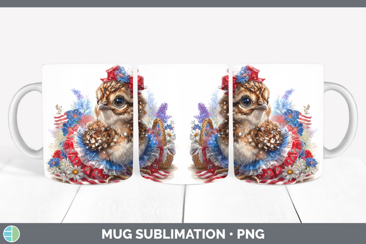 Woodland Fourth of July Grouse Mug Wrap Sublimation Coffee C