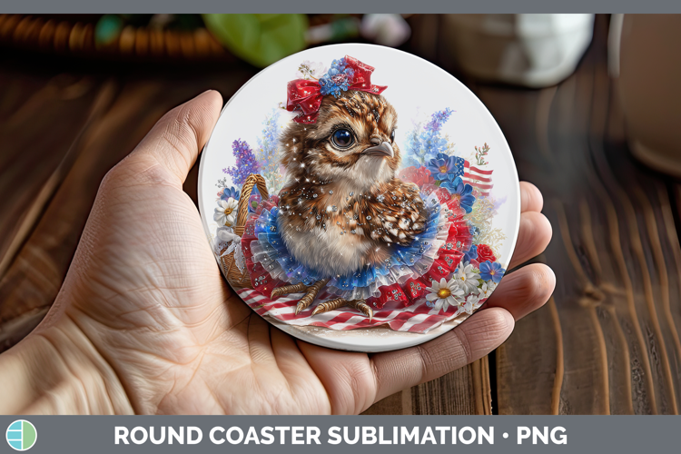 Woodland Fourth of July Grouse Round Coaster Sublimation Coa