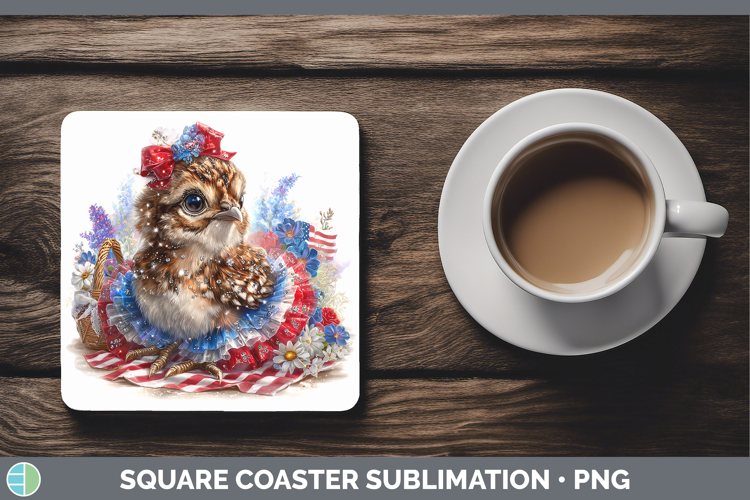 Woodland Fourth of July Grouse Square Coaster Sublimation Co