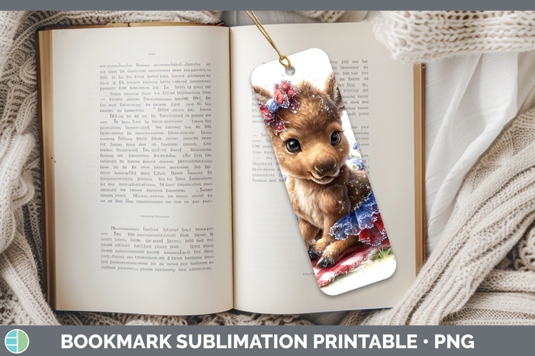 Woodland Fourth of July Moose Bookmark Sublimation Printable