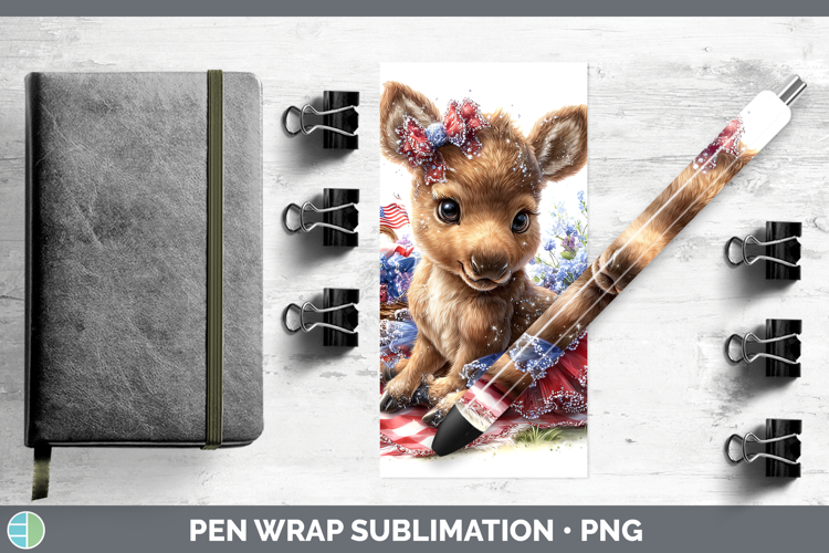 Woodland Fourth of July Moose Pen Wrap Sublimation Pen Desig