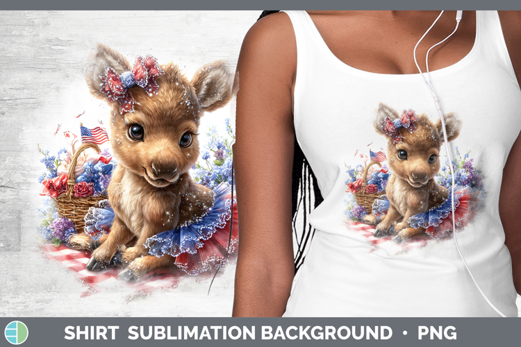 Woodland Fourth of July Moose Shirt Sublimation Background D
