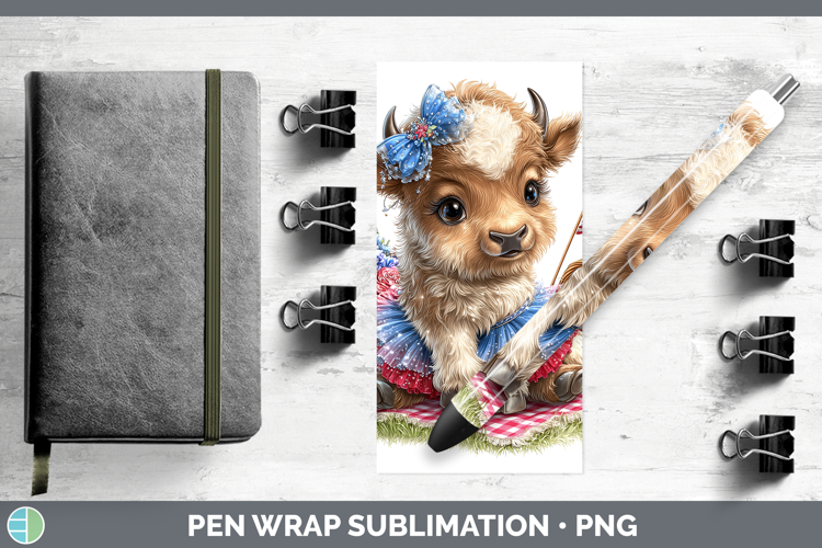 Woodland Fourth of July Musk Ox Pen Wrap Sublimation Pen Des