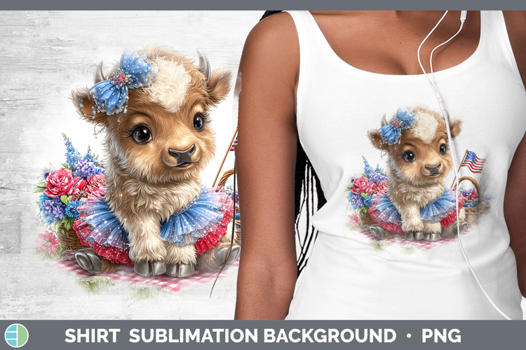 Woodland Fourth of July Musk Ox Shirt Sublimation Background
