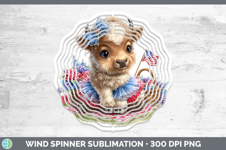Woodland Fourth of July Musk Ox Wind Spinner Sublimation Spi