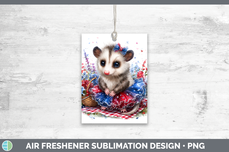 Woodland Fourth of July Opossum Air Freshener Sublimation Ca