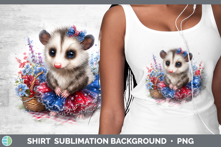 Woodland Fourth of July Opossum Shirt Sublimation Background