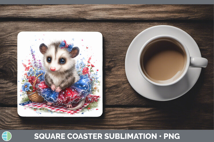 GorgeousWoodland Fourth of July Square Coaster design.