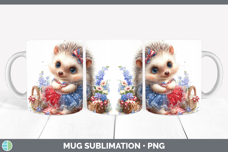 Woodland Fourth of July Porcupine Mug Wrap Sublimation Coffe
