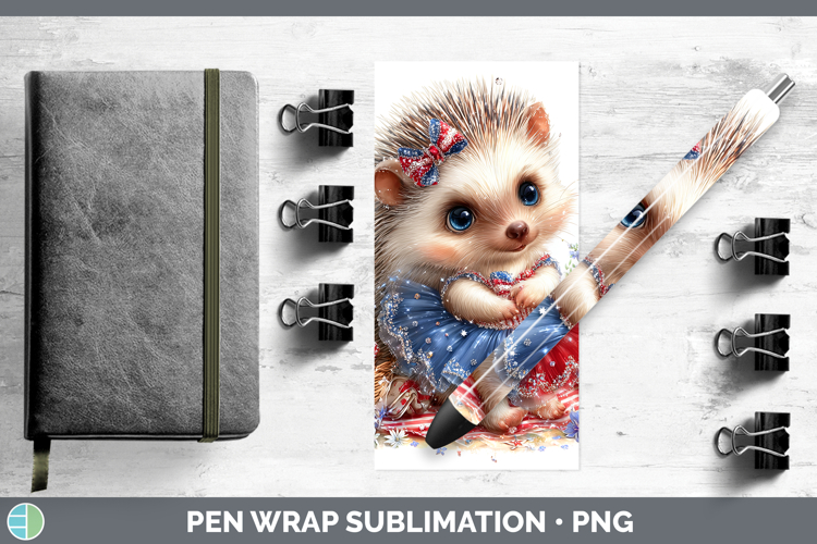 Woodland Fourth of July Porcupine Pen Wrap Sublimation Pen D