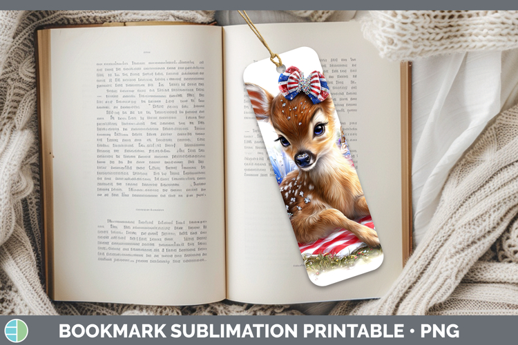 Woodland Fourth of July Reindeer Bookmark Sublimation Printa