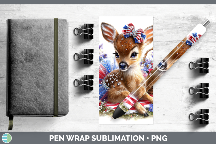 Woodland Fourth of July Reindeer Pen Wrap Sublimation Pen De