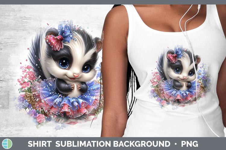 Woodland Fourth of July Skunk Shirt Sublimation Background D
