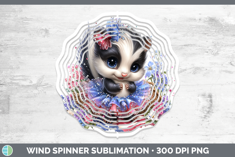 Woodland Fourth of July Skunk Wind Spinner Sublimation Spinn