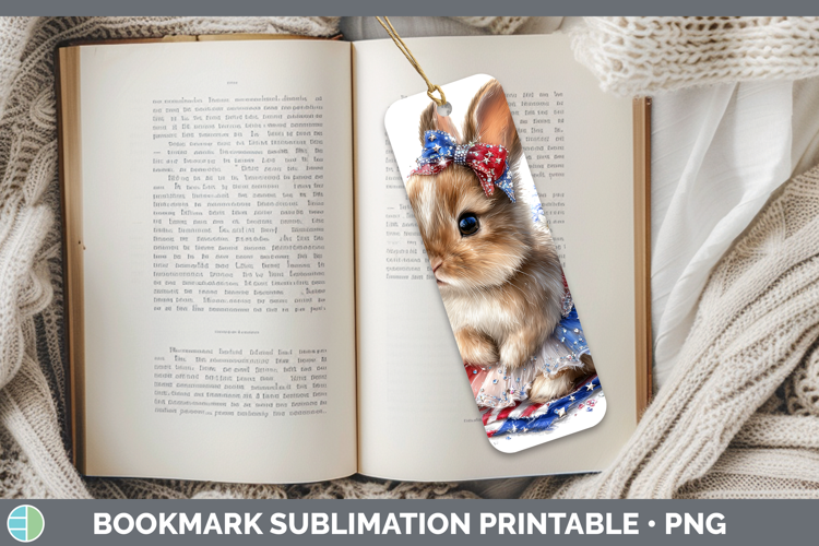 Woodland Fourth of July Snowshoe Hare Bookmark Sublimation P