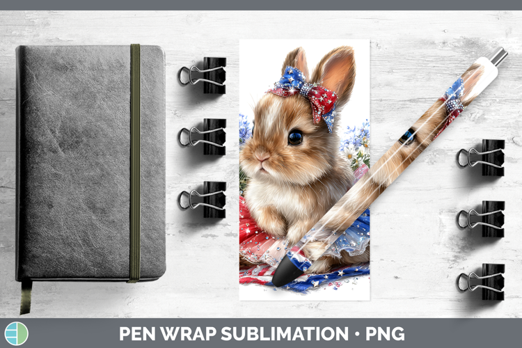 Woodland Fourth of July Snowshoe Hare Pen Wrap Sublimation P