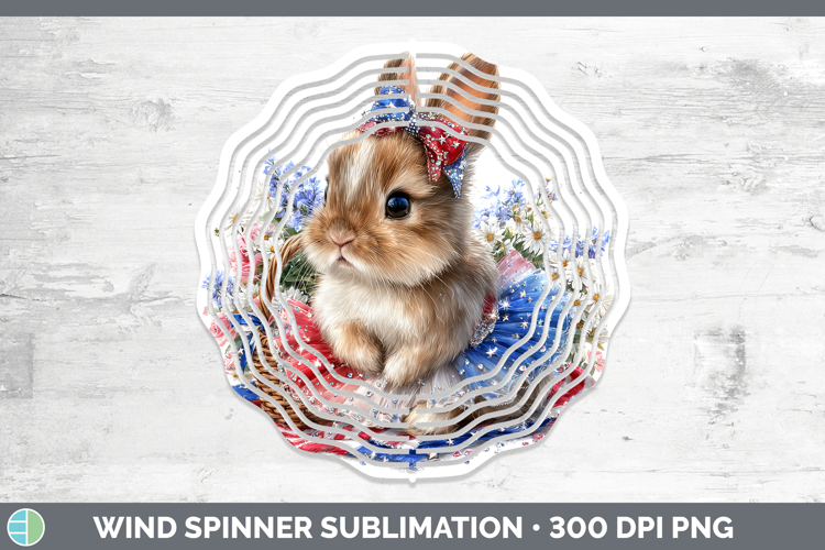 Woodland Fourth of July Snowshoe Hare Wind Spinner Sublimati