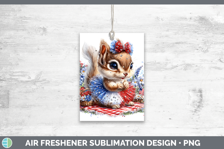 Woodland Fourth of July Squirrel Air Freshener Sublimation C