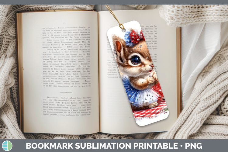 Woodland Fourth of July Squirrel Bookmark Sublimation Printa