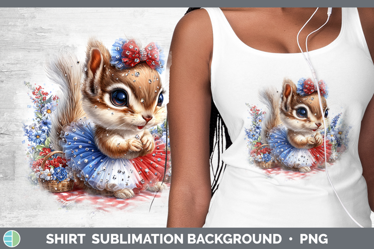 Woodland Fourth of July Squirrel Shirt Sublimation Backgroun