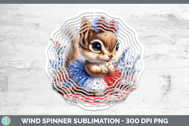 Woodland Fourth of July Squirrel Wind Spinner Sublimation Sp