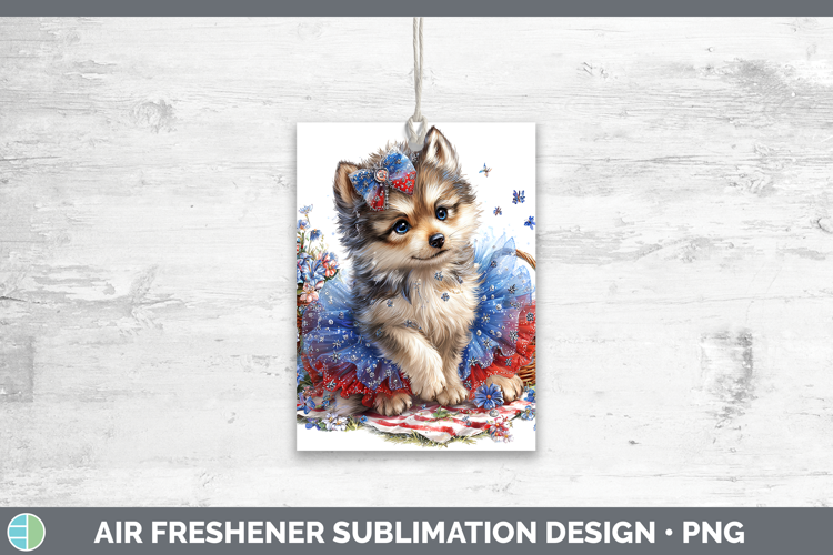 Woodland Fourth of July Wolf Air Freshener Sublimation Car F