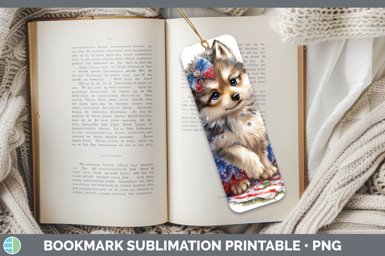 Woodland Fourth of July Wolf Bookmark Sublimation Printable