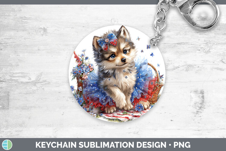 GorgeousWoodland Fourth of July Keychain design.