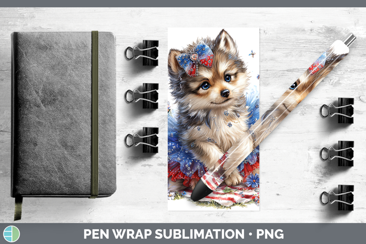 Woodland Fourth of July Wolf Pen Wrap Sublimation Pen Design