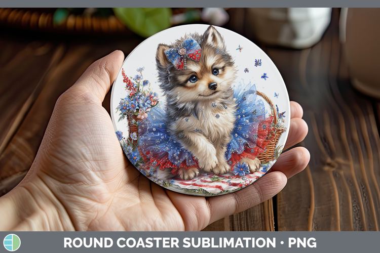 Woodland Fourth of July Wolf Round Coaster Sublimation Coast