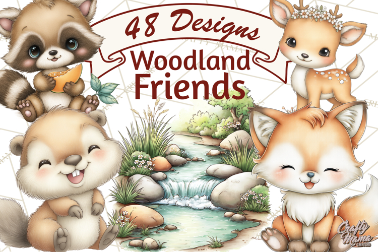 Woodland Forest Clipart PNG, Animals and Nature Elements