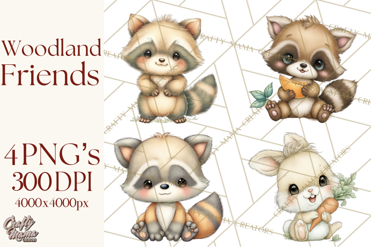 Woodland Forest Clipart PNG, Animals and Nature Elements