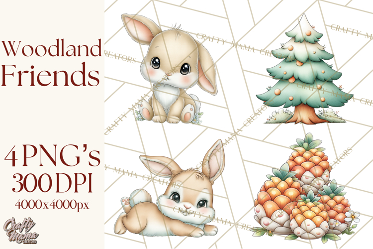 Woodland Forest Clipart PNG, Animals and Nature Elements