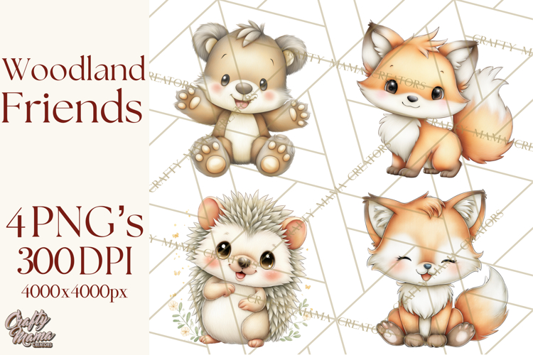 Woodland Forest Clipart PNG, Animals and Nature Elements