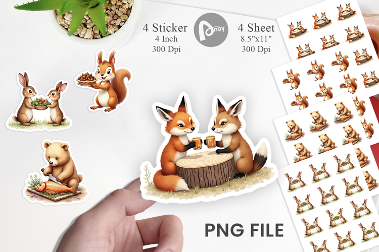 Sticker Watercolor Woodland Friendsgiving