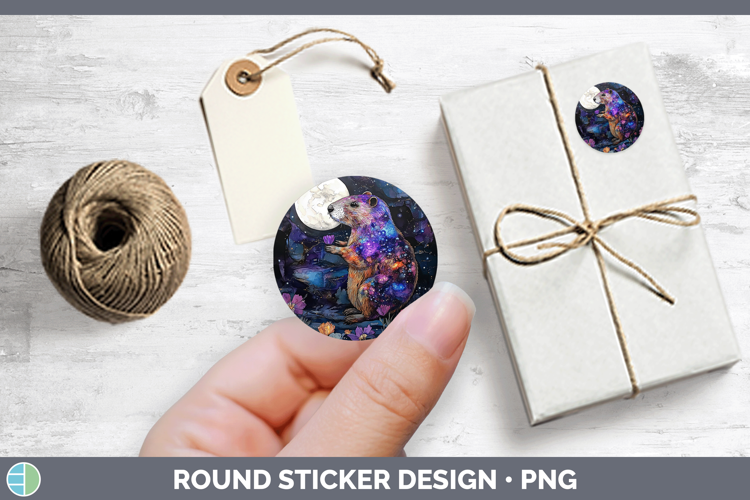 Woodland Galaxy Beaver Stickers | Round Labels Designs