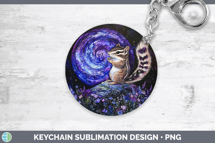 Woodland Galaxy Chipmunk Keychain Sublimation Keyring Design