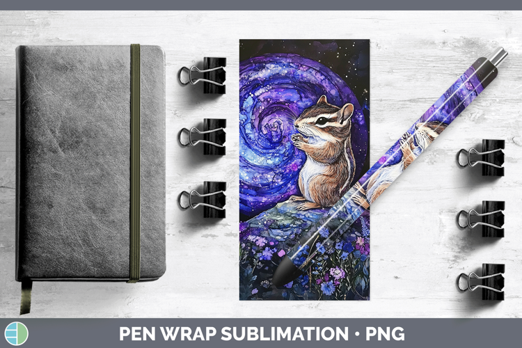 Woodland Galaxy Chipmunk Pen Wrap Sublimation Pen Designs
