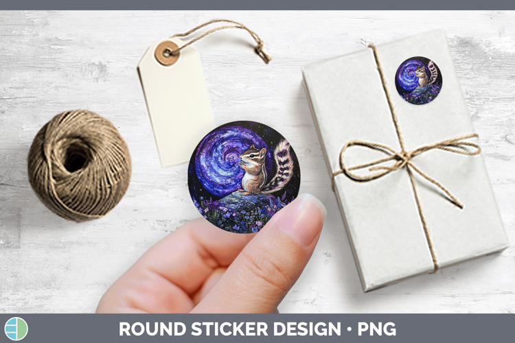 Woodland Galaxy Chipmunk Stickers | Round Labels Designs