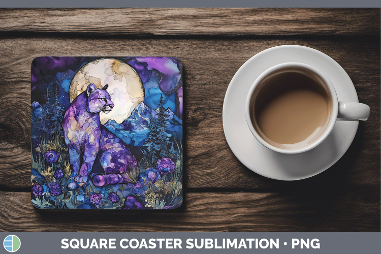 Woodland Galaxy Cougar Square Coaster Sublimation Coaster De
