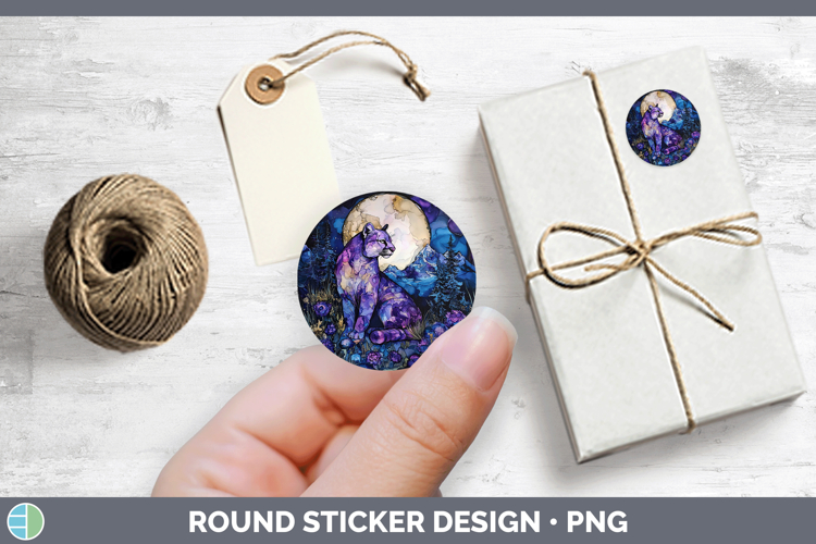 Woodland Galaxy Cougar Stickers | Round Labels Designs