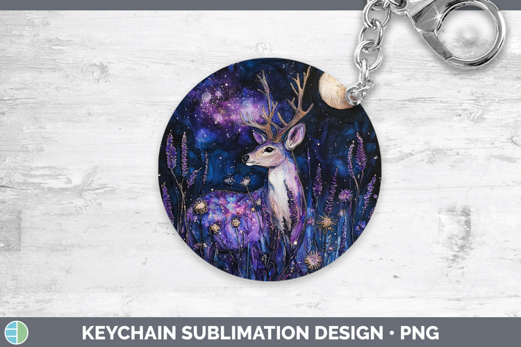 Woodland Galaxy Deer Keychain Sublimation Keyring Designs