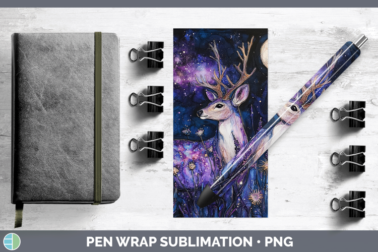 Woodland Galaxy Deer Pen Wrap Sublimation Pen Designs