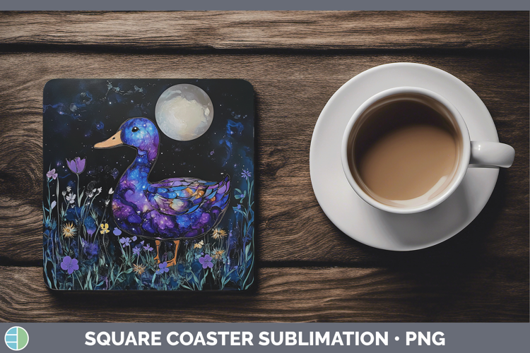 Woodland Galaxy Duck Square Coaster Sublimation Coaster Desi
